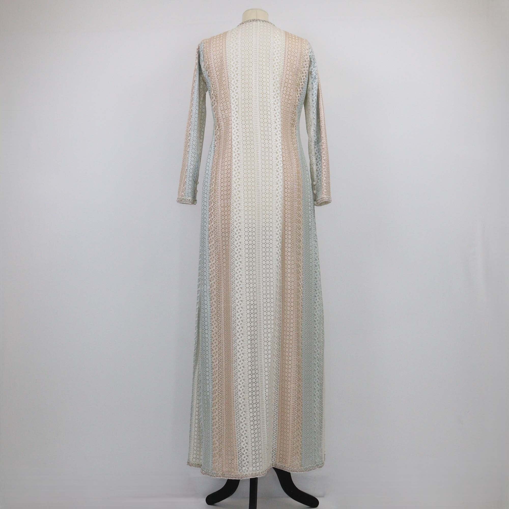 Faraz Manan Tricolor Lace Striped Crystal Embellished Long Tunic Womens Faraz Manan 