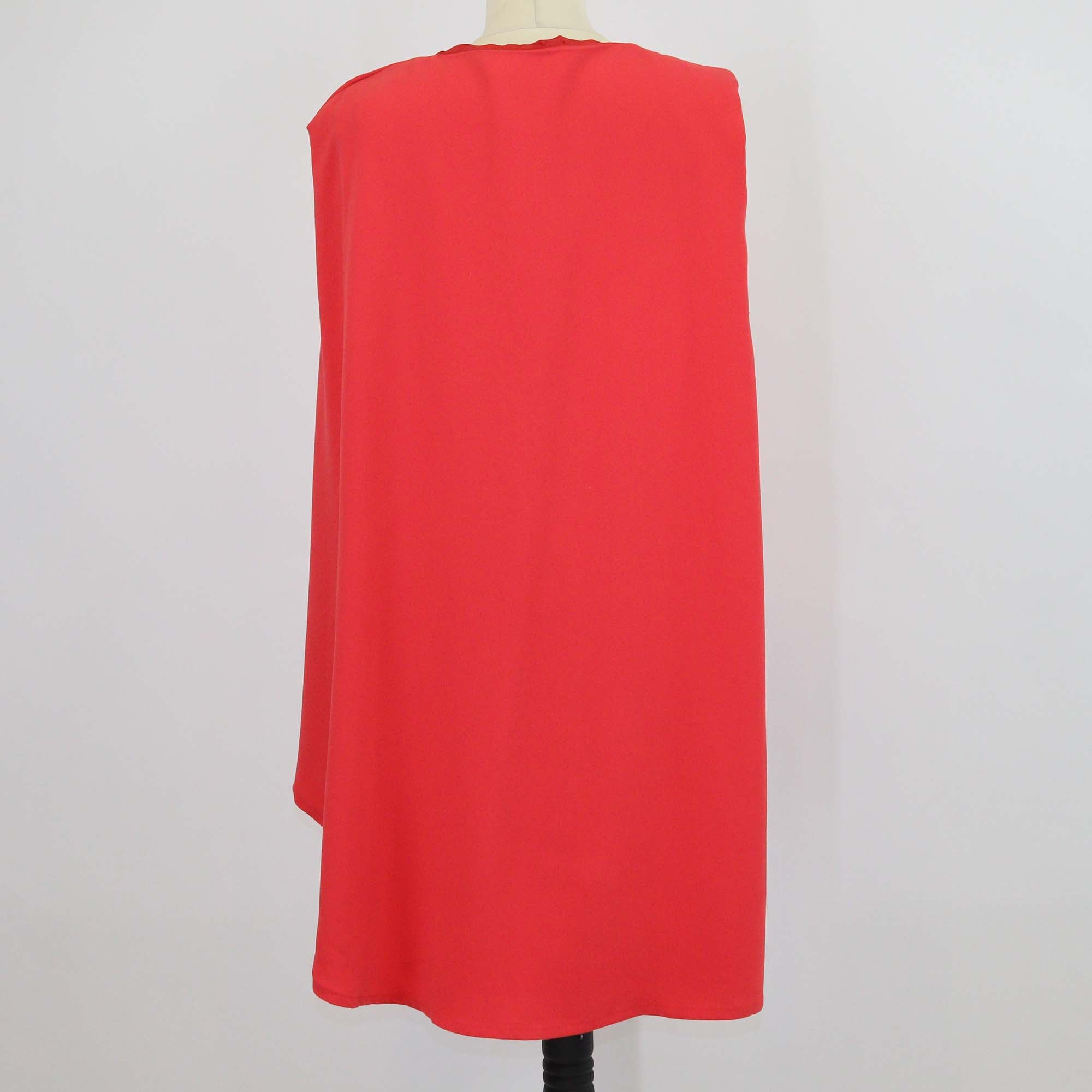 Maje Red Jersey One Shoulder Sleeve Cape Dress