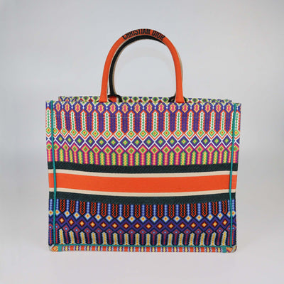 Christian Dior Multicolor Embroidered Canvas Large Book Tote