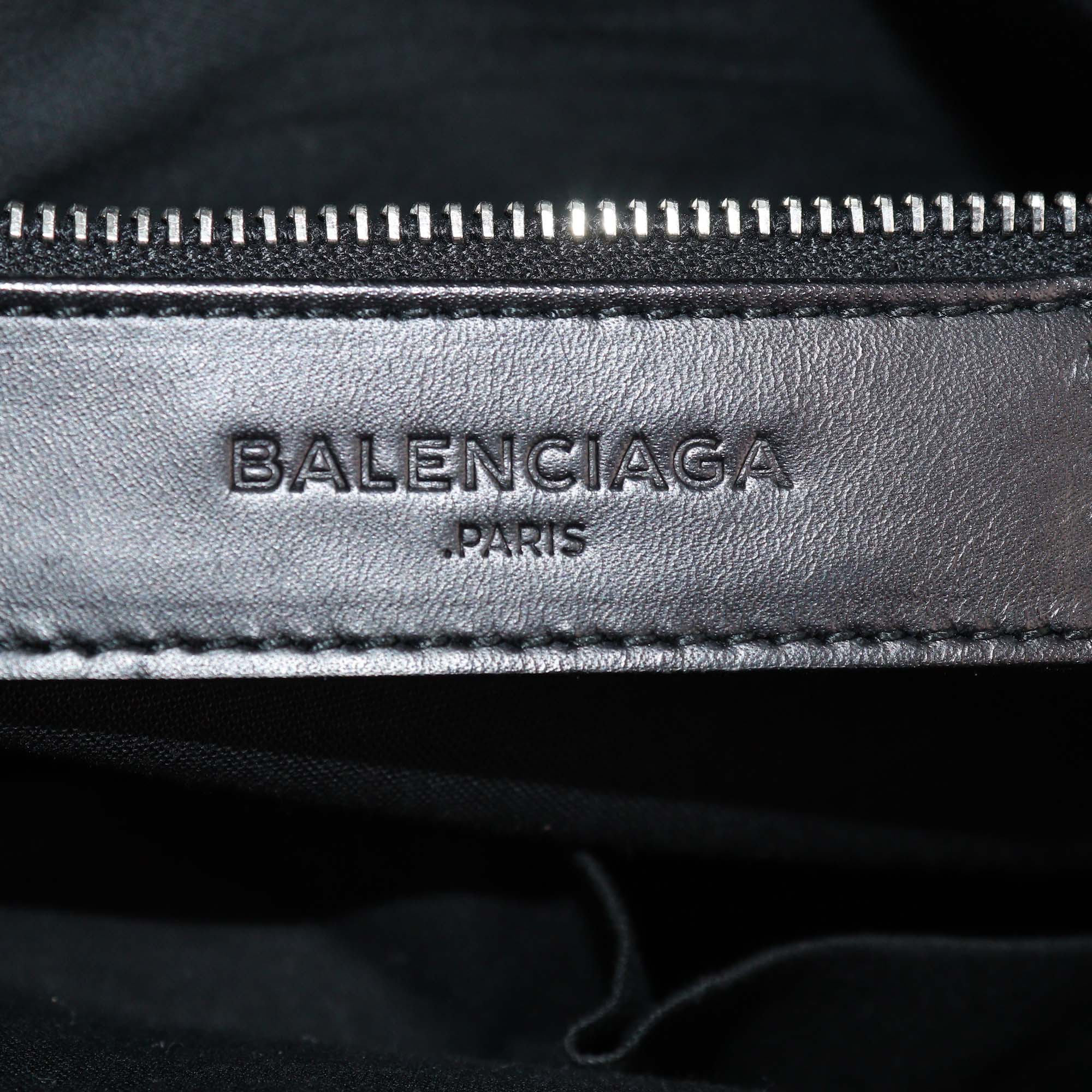Balenciaga Black/Green Matte Leather and Patent Classic City Bag