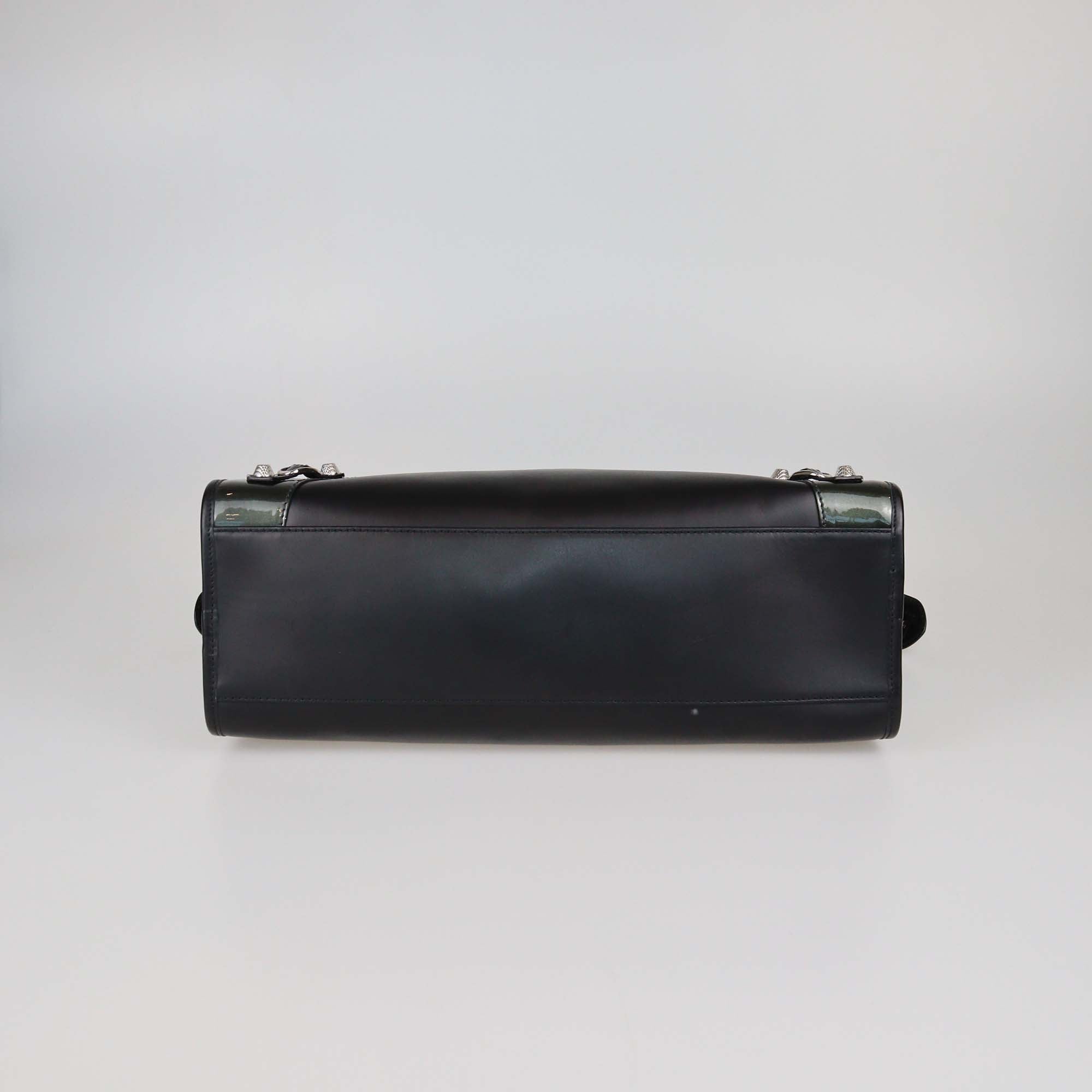 Balenciaga Black/Green Matte Leather and Patent Classic City Bag