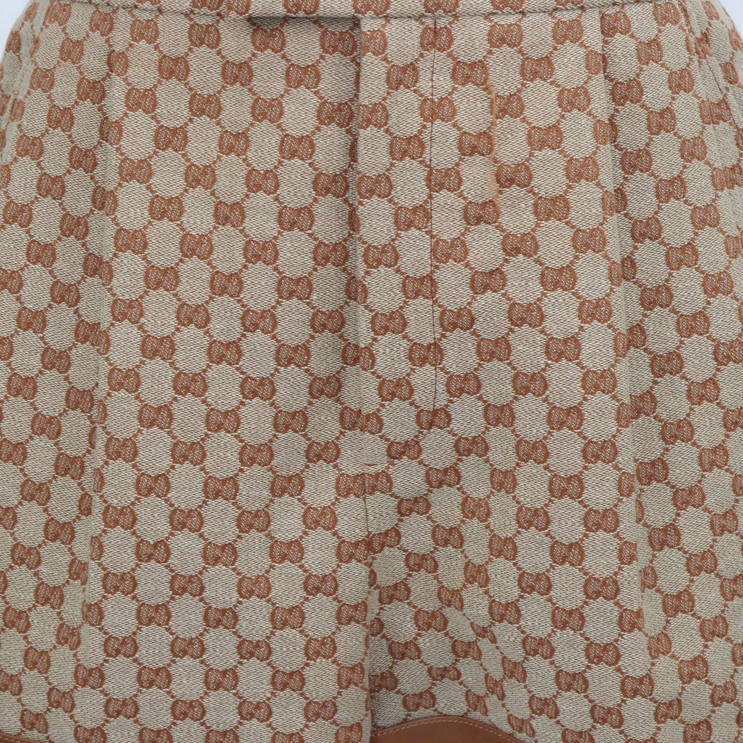 Gucci Brown GG Canvas and Leather Trimmed Short