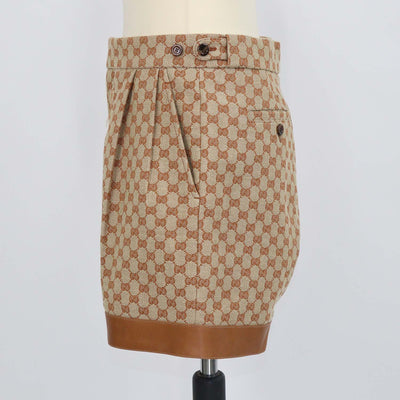 Gucci Brown GG Canvas and Leather Trimmed Short
