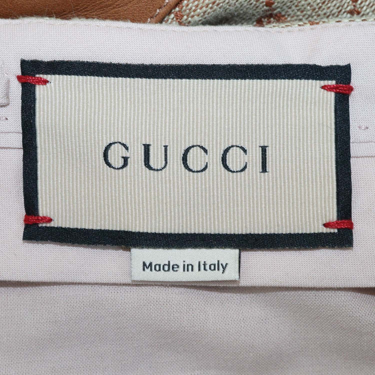 Gucci Brown GG Canvas and Leather Trimmed Short