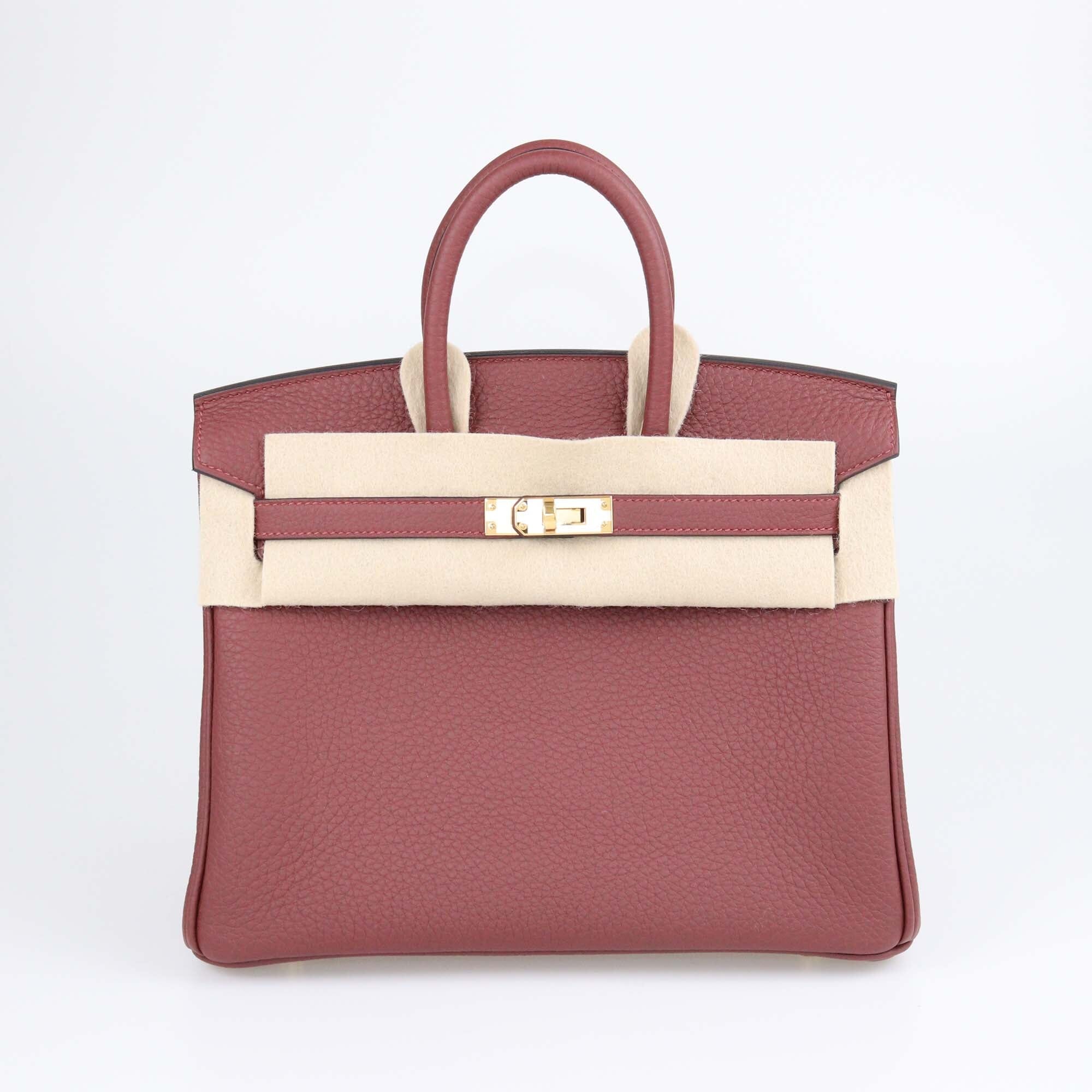 Hermes Rouge Birkin 25 Togo Calfskin 55 GHW Womens Hermes 