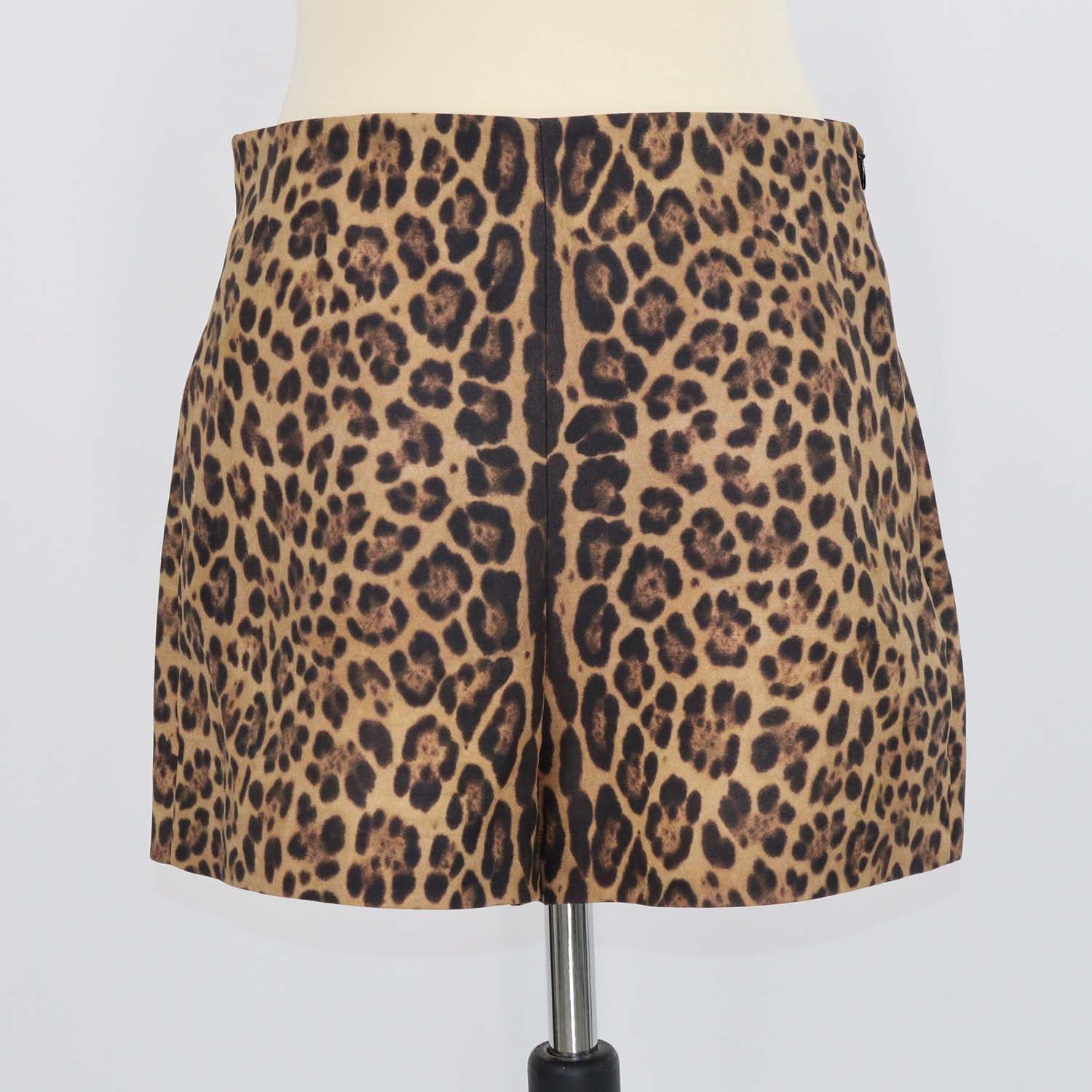 Valentino Brown Leopard Print Wool and Silk Mini Short