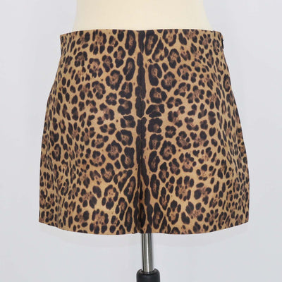 Valentino Brown Leopard Print Wool and Silk Mini Short