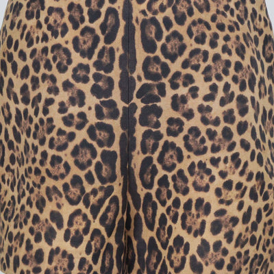 Valentino Brown Leopard Print Wool and Silk Mini Short