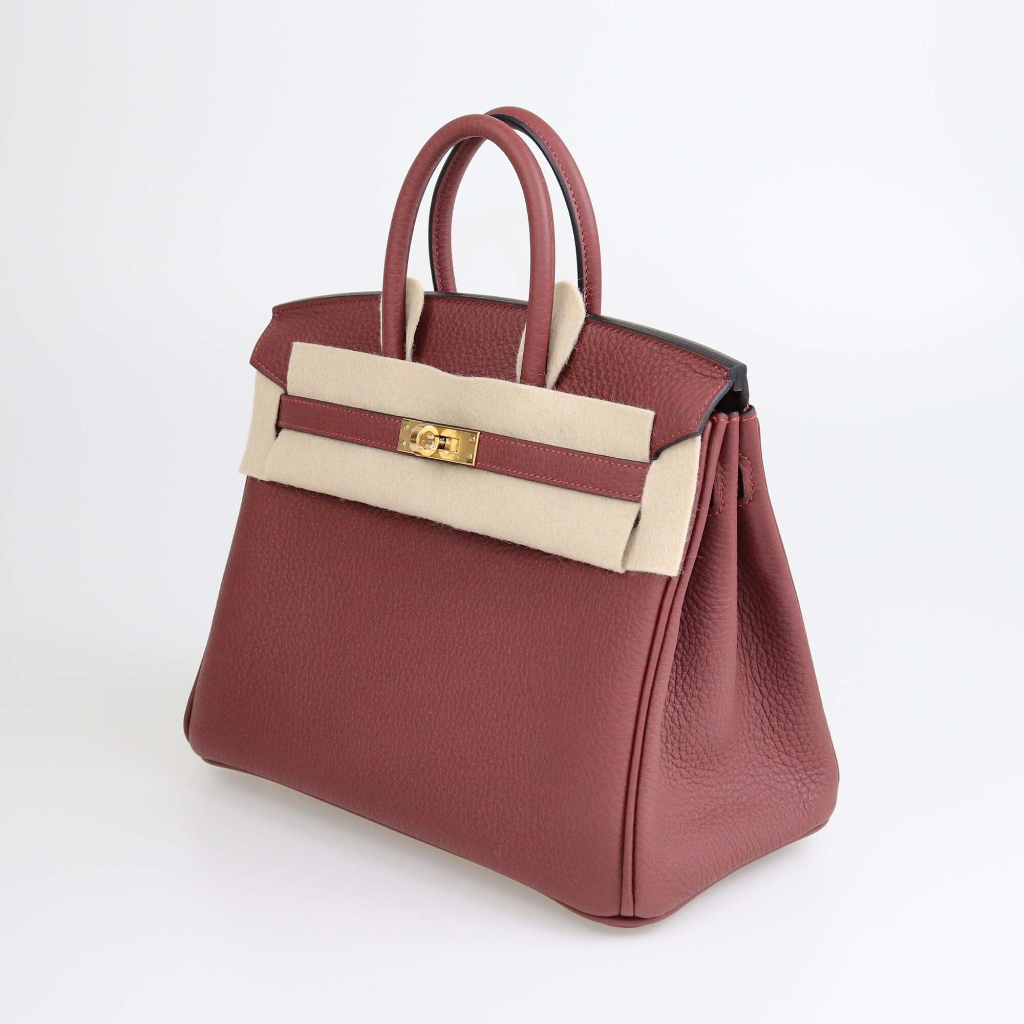 Hermes Rouge Birkin 25 Togo Calfskin 55 GHW Womens Hermes 