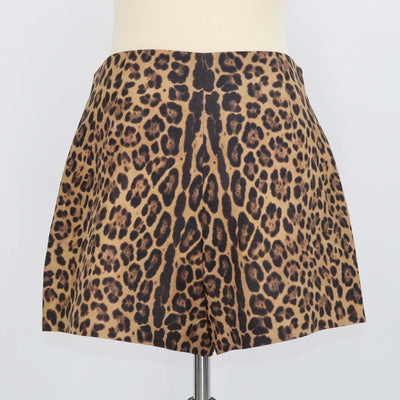 Valentino Brown Leopard Print Wool and Silk Mini Short