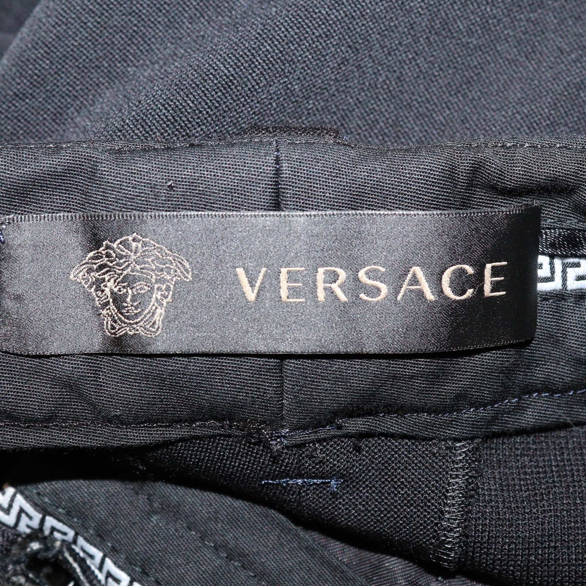Versace Black Wool Side Slit Safety Pins Pants