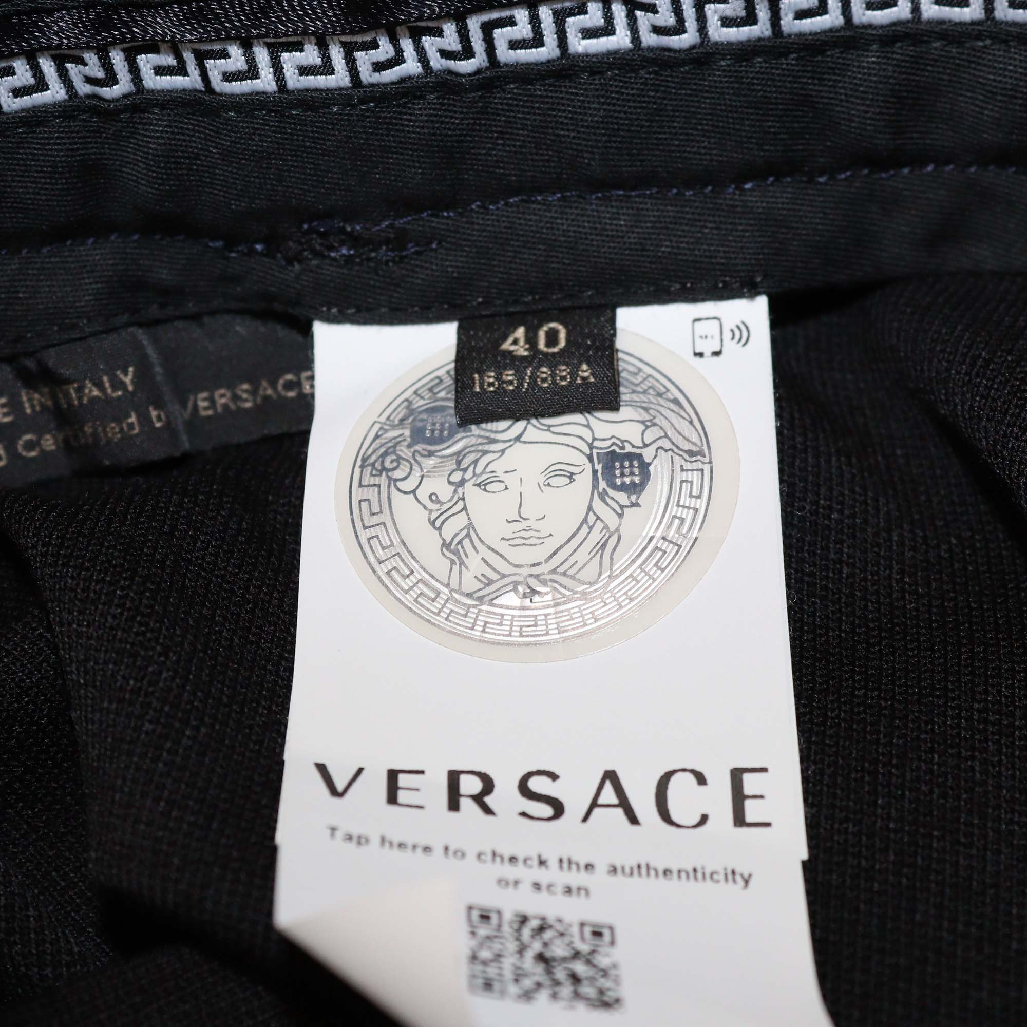 Versace Black Wool Side Slit Safety Pins Pants