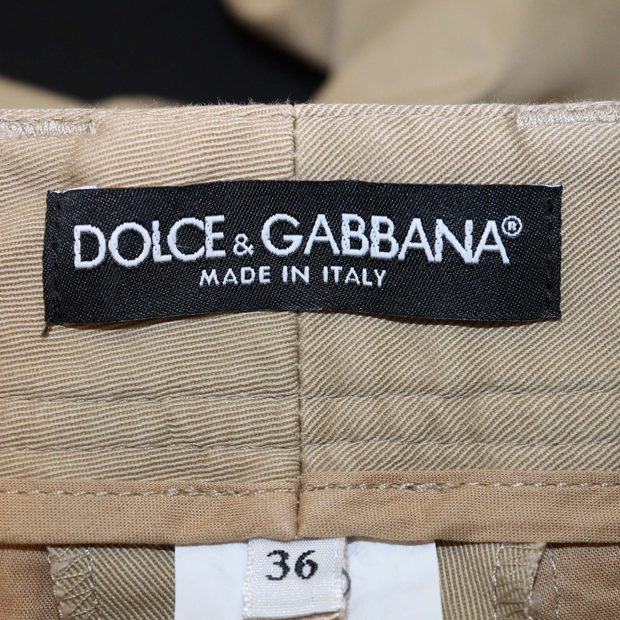 Dolce & Gabbana Beige Cotton Button Cargo Pants