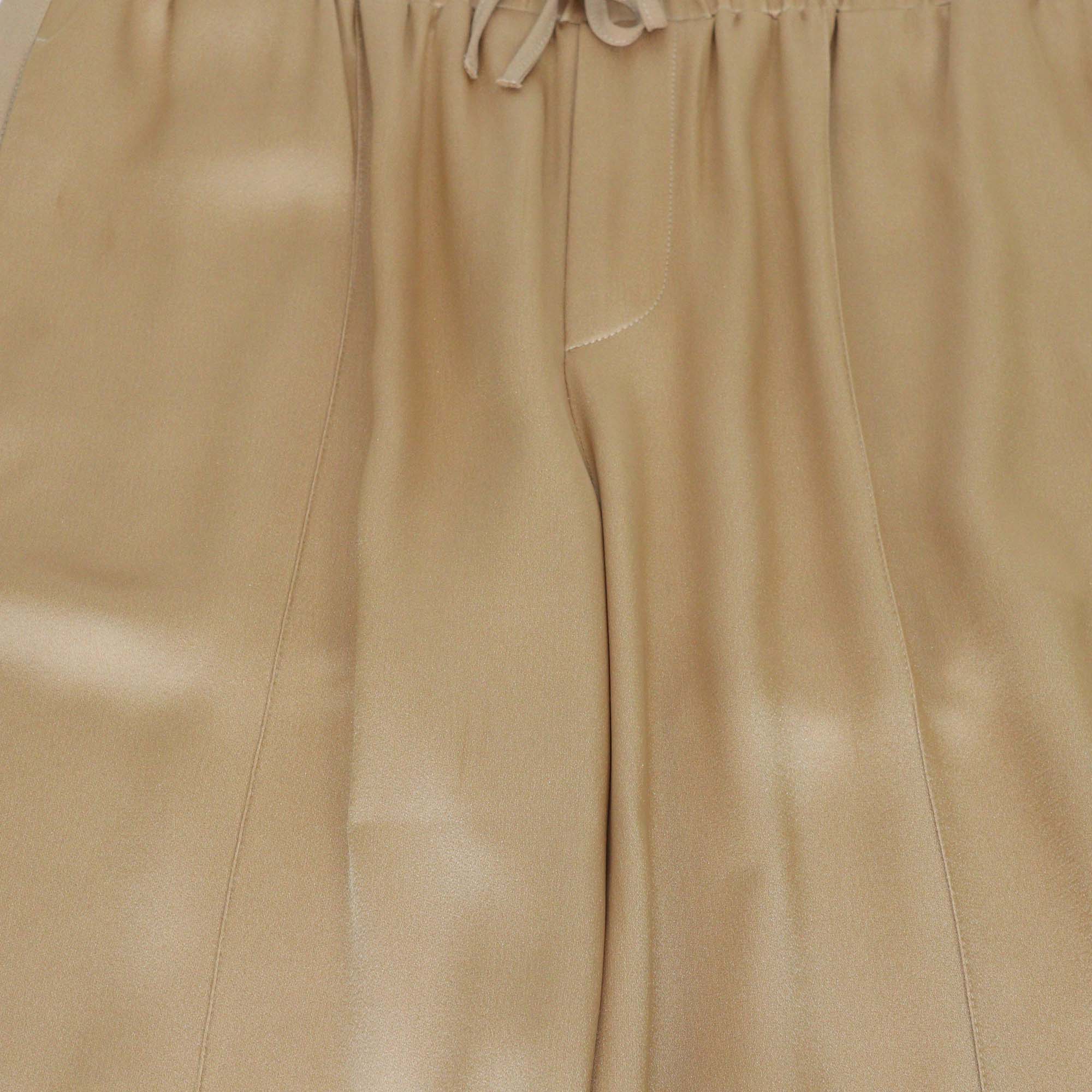 Jil Sandler Metallic Gold Slit Pocket Wide Leg Pants