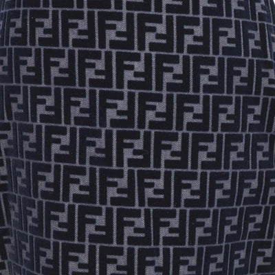 Fendi Navy Blue Denim FF Velvet Mini Skirt