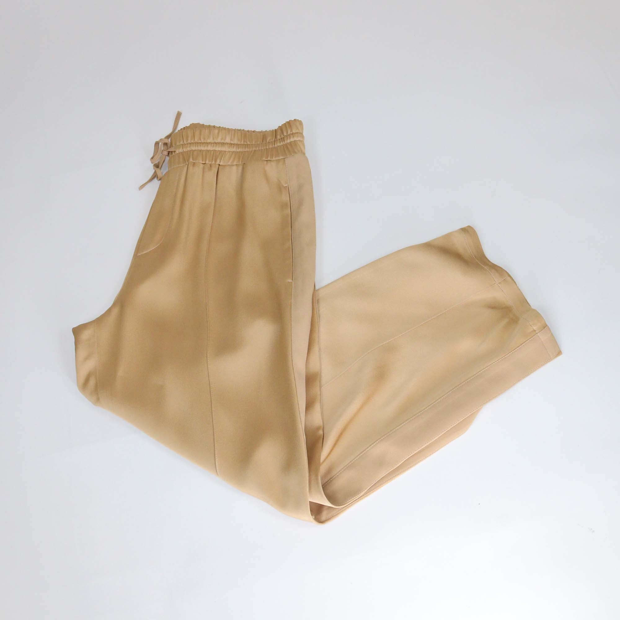 Jil Sandler Metallic Gold Slit Pocket Wide Leg Pants