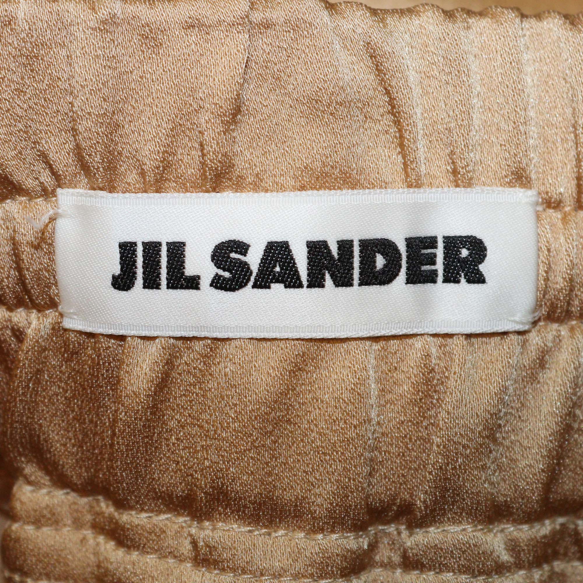 Jil Sandler Metallic Gold Slit Pocket Wide Leg Pants