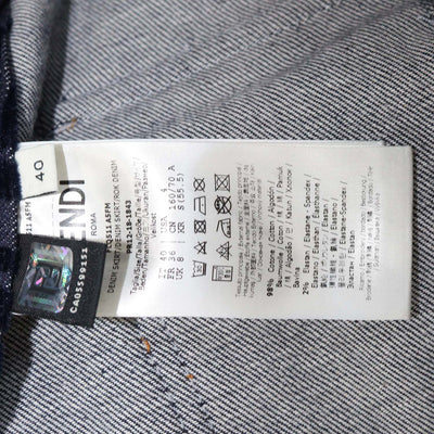 Fendi Navy Blue Denim FF Velvet Mini Skirt