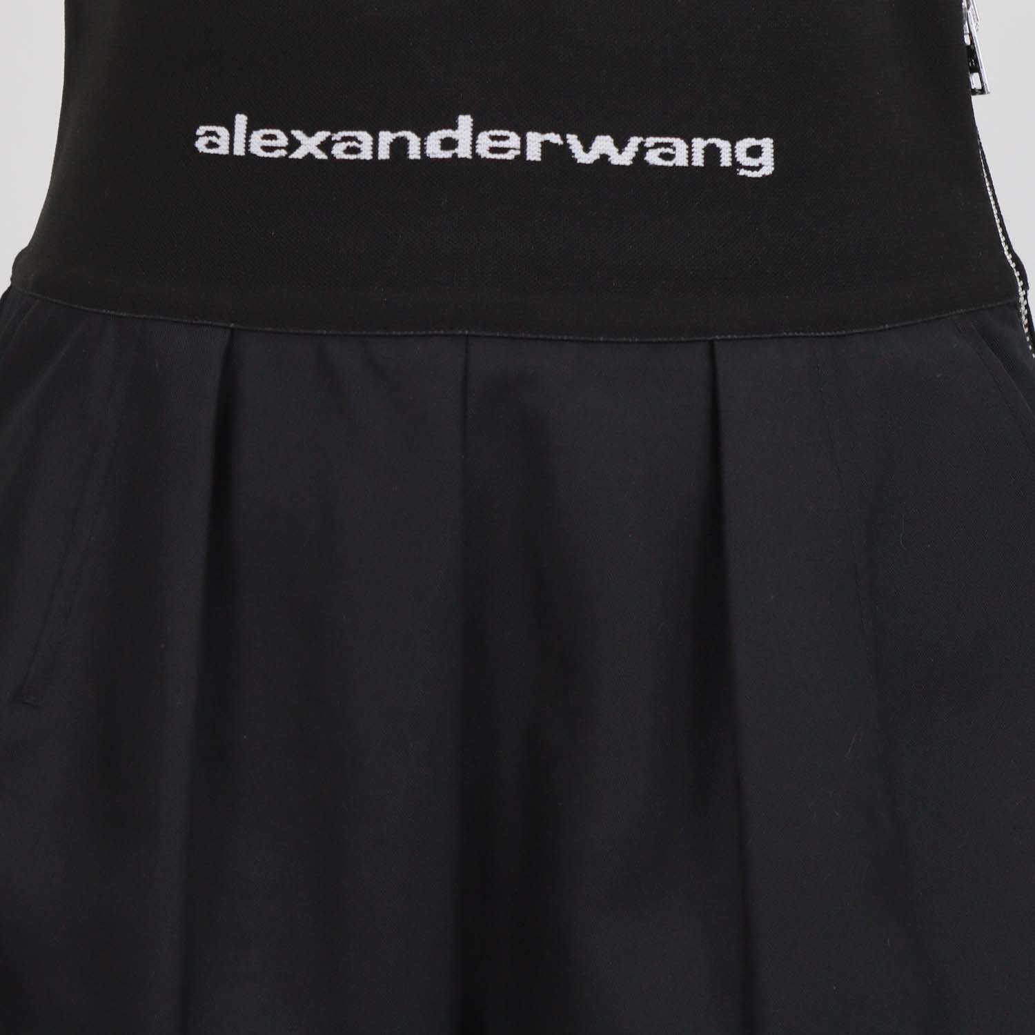 Alexander Wang Black Blend Cotton High Waistband Logo Short