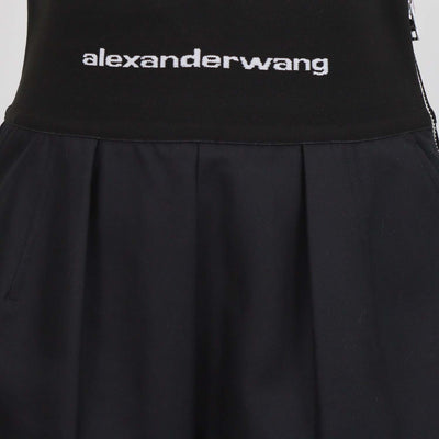 Alexander Wang Black Blend Cotton High Waistband Logo Short