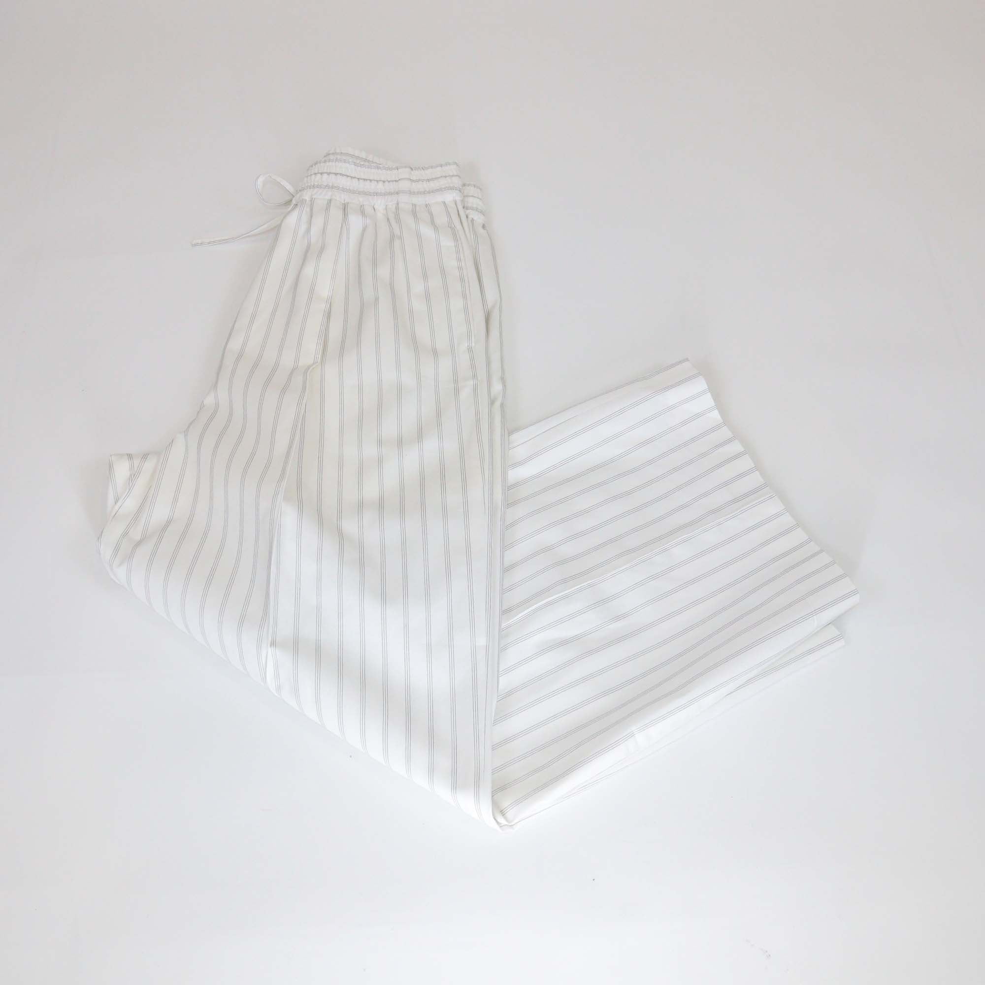 Mackintosh White Pin Stripe Cotton Terregles Wide Leg Pants