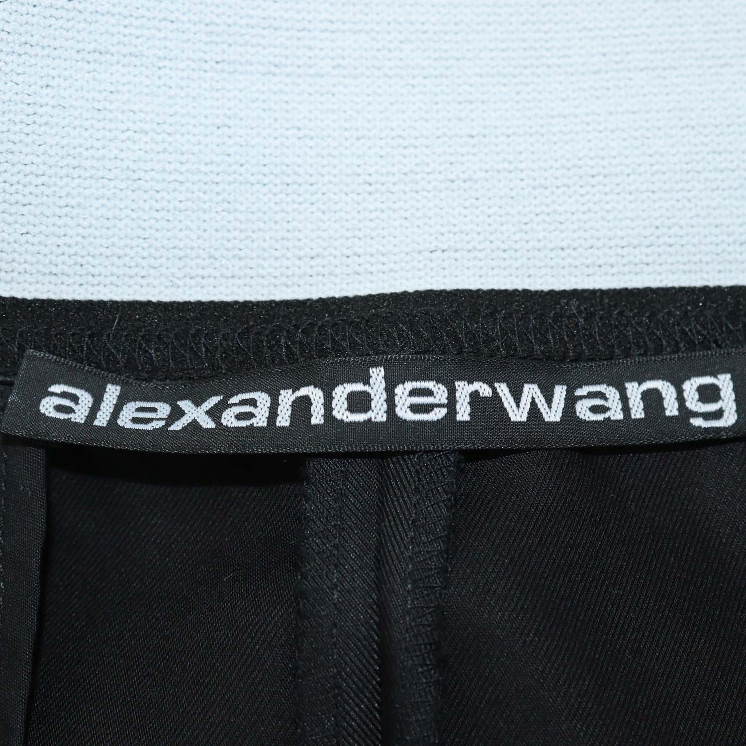 Alexander Wang Black Blend Cotton High Waistband Logo Short