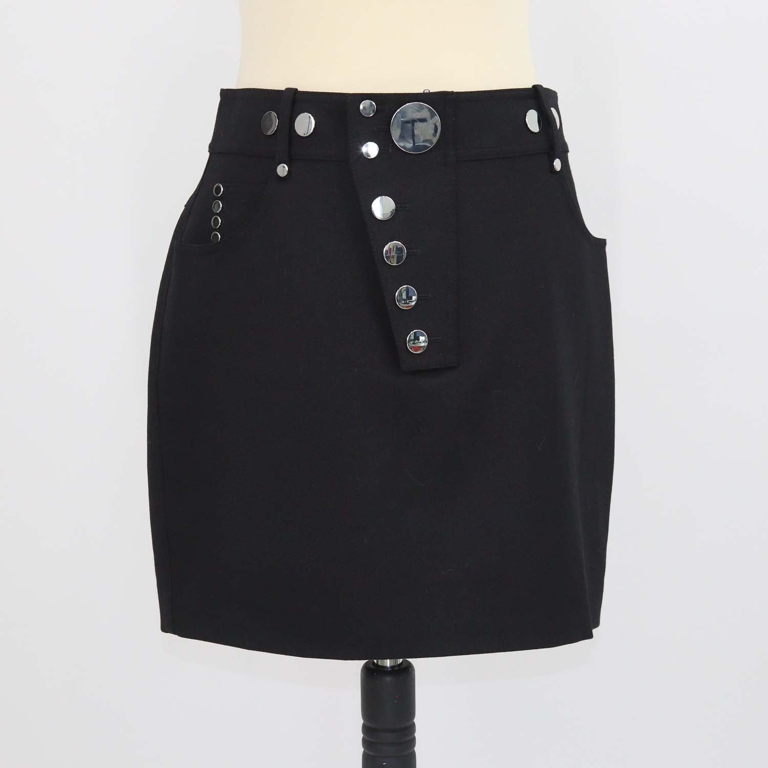 Alexander Wang Black Wool Studded Mini Skirt