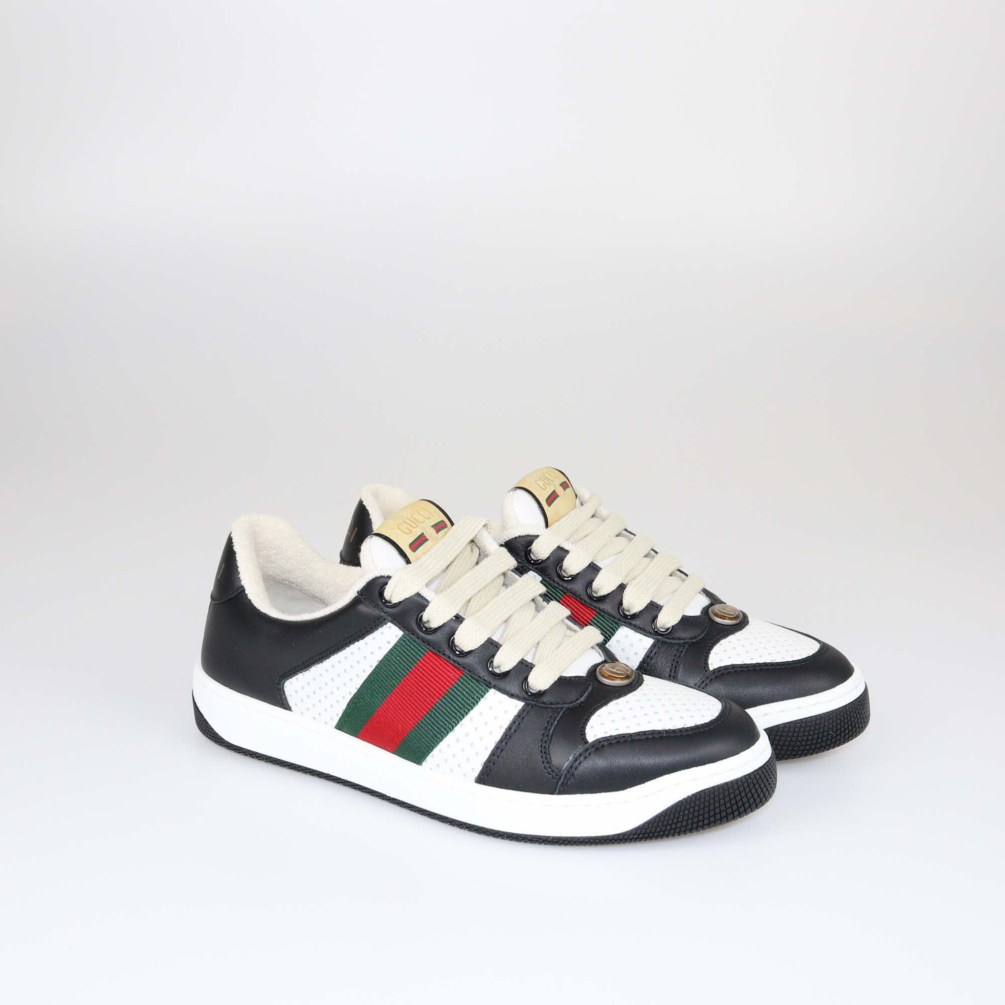 Gucci Black/White Web Screener Sneakers Shoes Gucci 