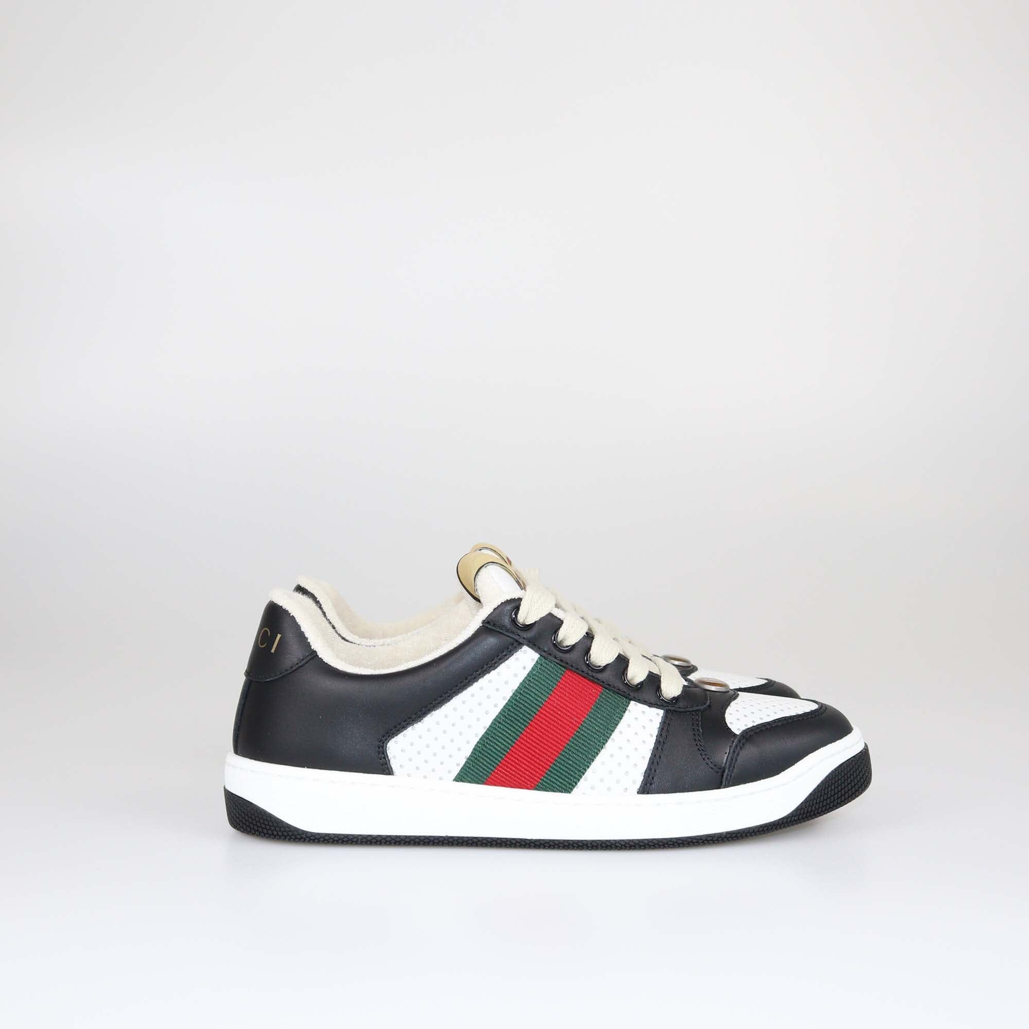 Gucci Black/White Web Screener Sneakers Shoes Gucci 