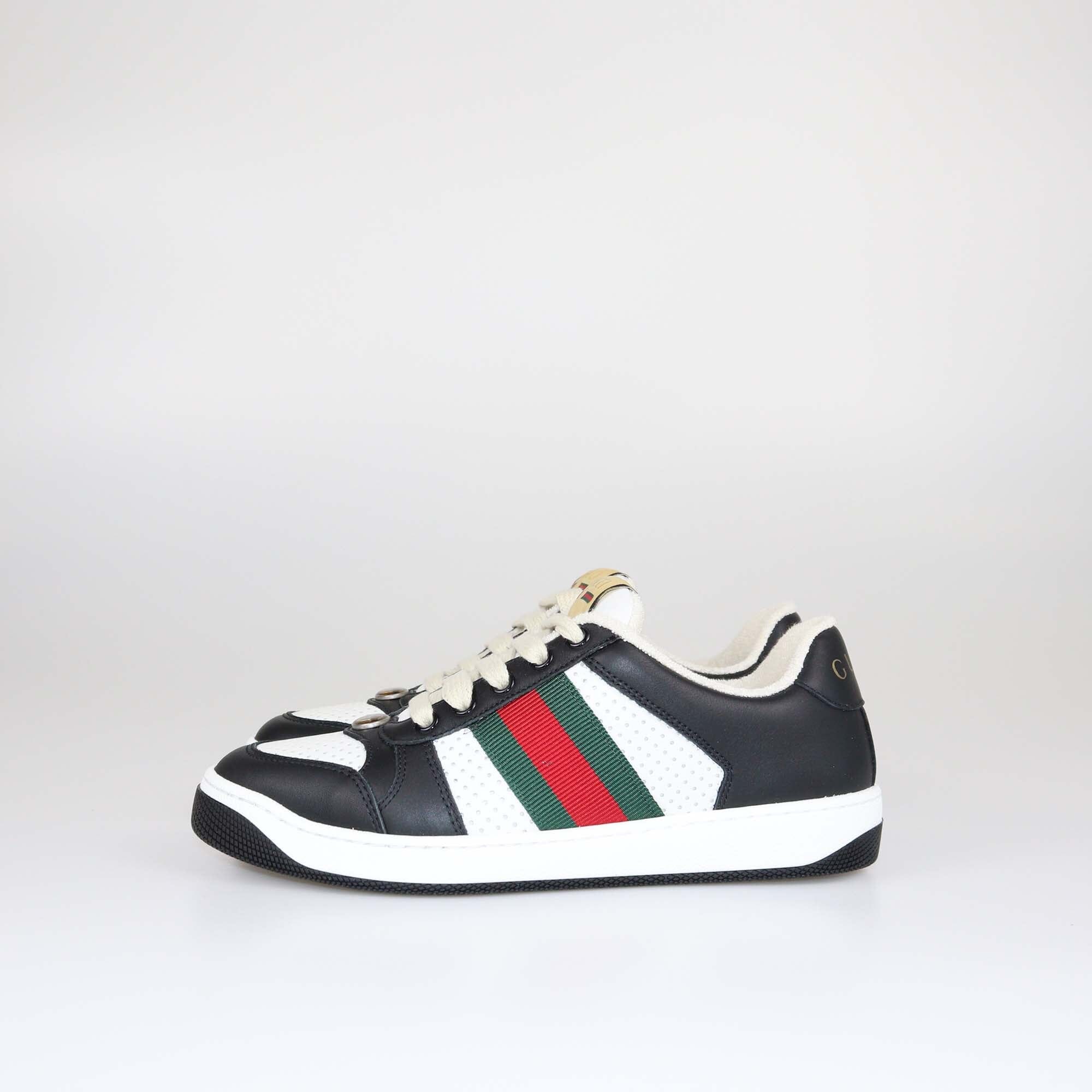 Gucci Black/White Web Screener Sneakers Shoes Gucci 