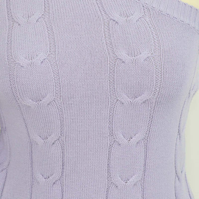 Izaak Azanei Purple Blend Wool Embellished Single Shoulder Sleeve Top