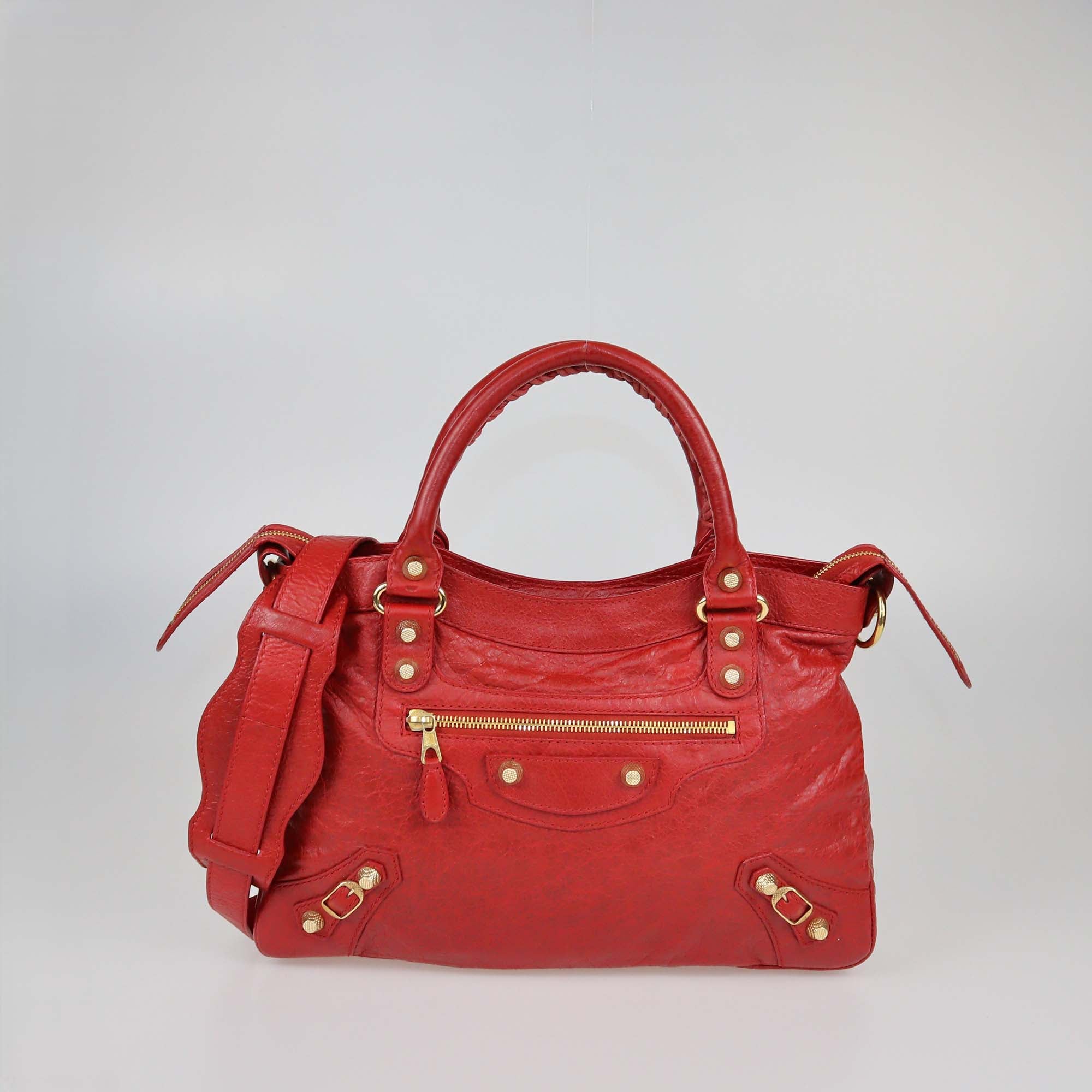 Balenciaga Red Leather Classic Town Bag