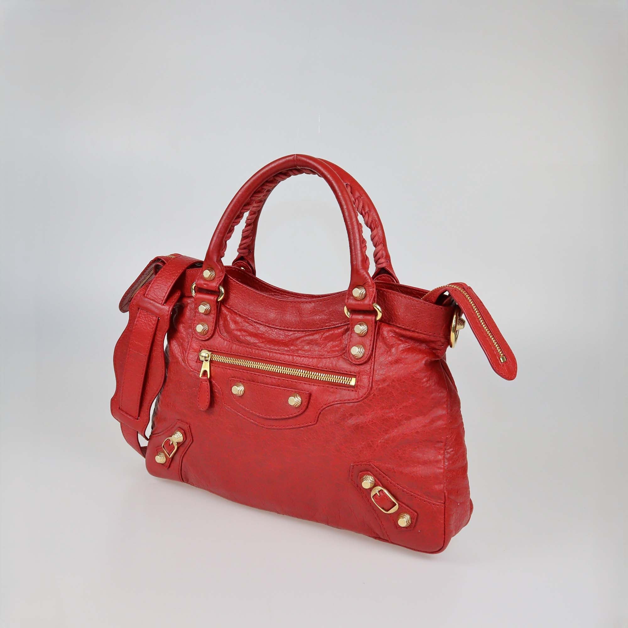 Balenciaga Red Leather Classic Town Bag