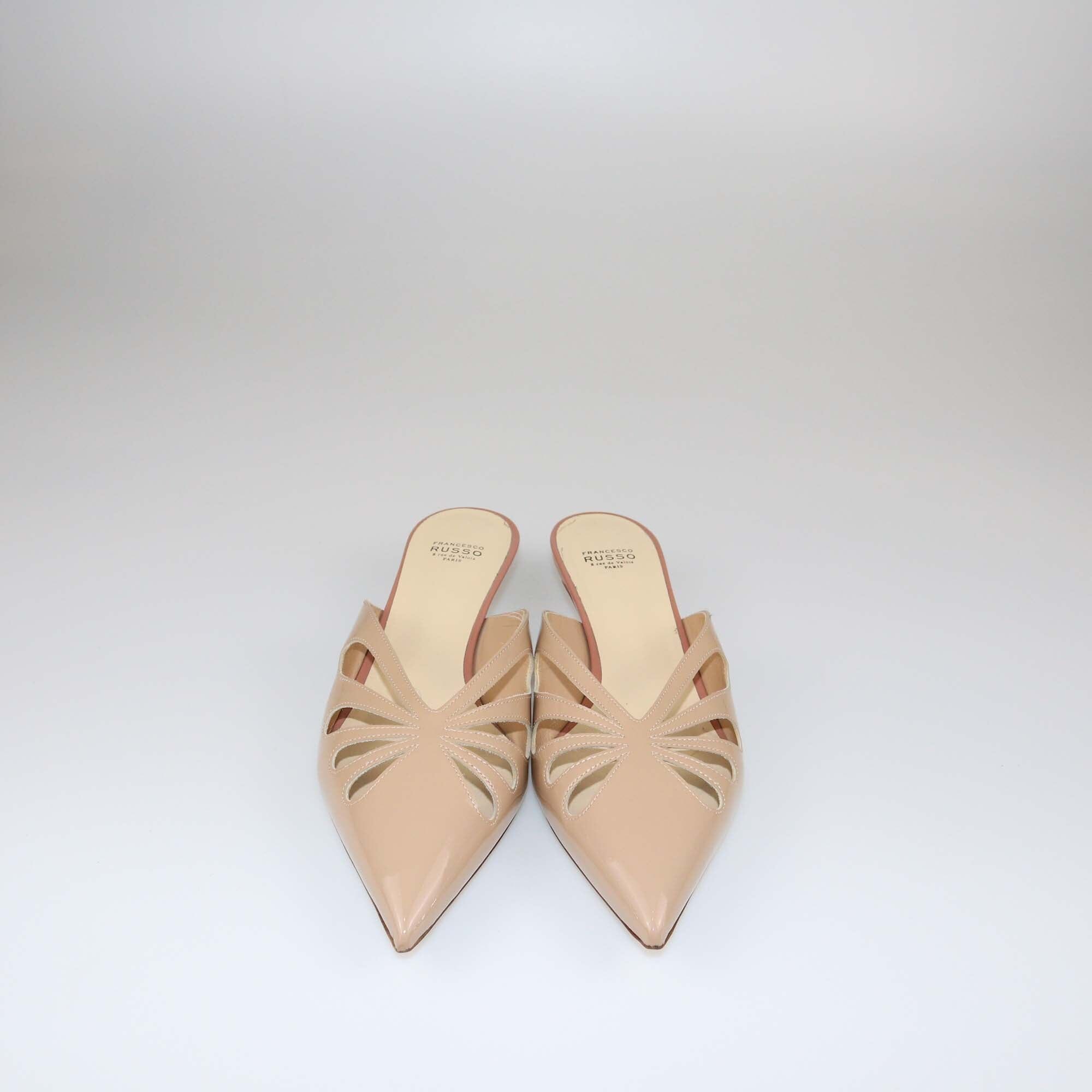 Francesco Russo Beige Cut Out Heel Mules Shoes Francesco Russo 