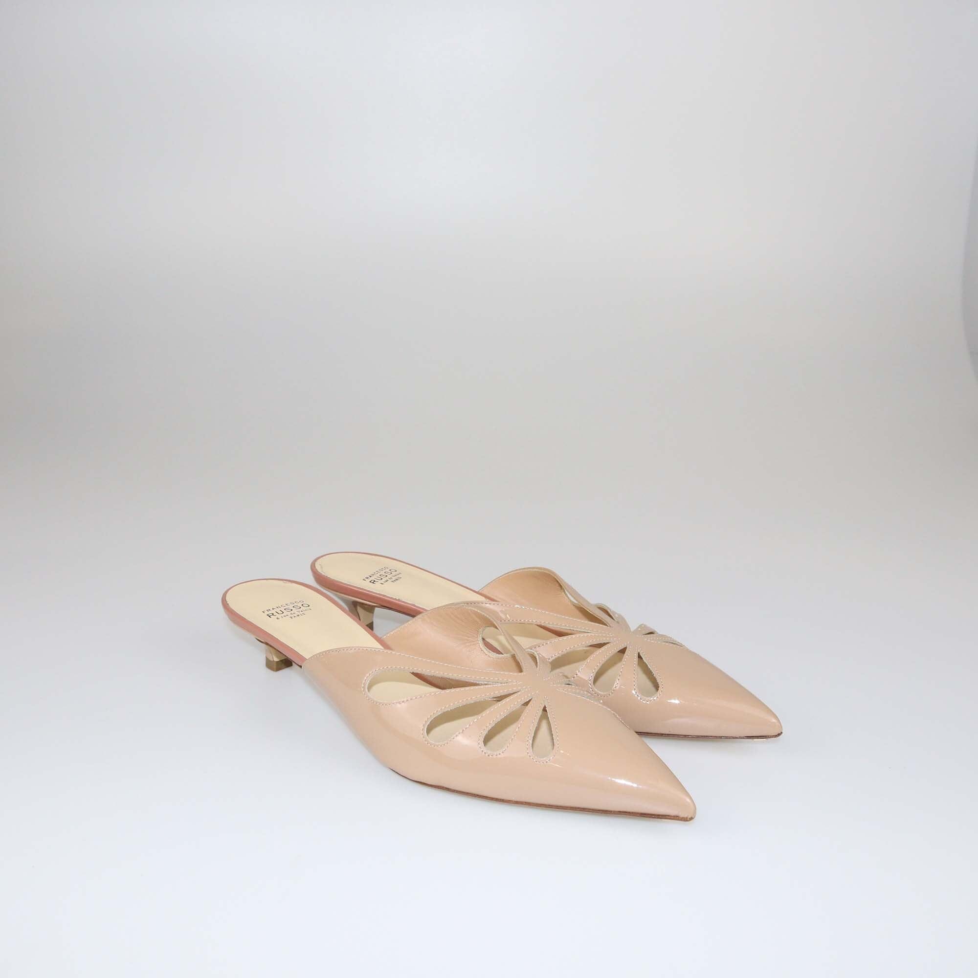 Francesco Russo Beige Cut Out Heel Mules Shoes Francesco Russo 