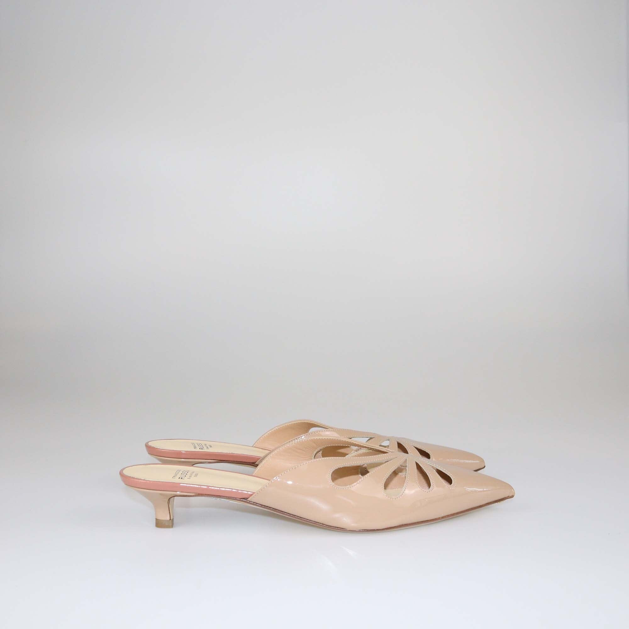 Francesco Russo Beige Cut Out Heel Mules Shoes Francesco Russo 