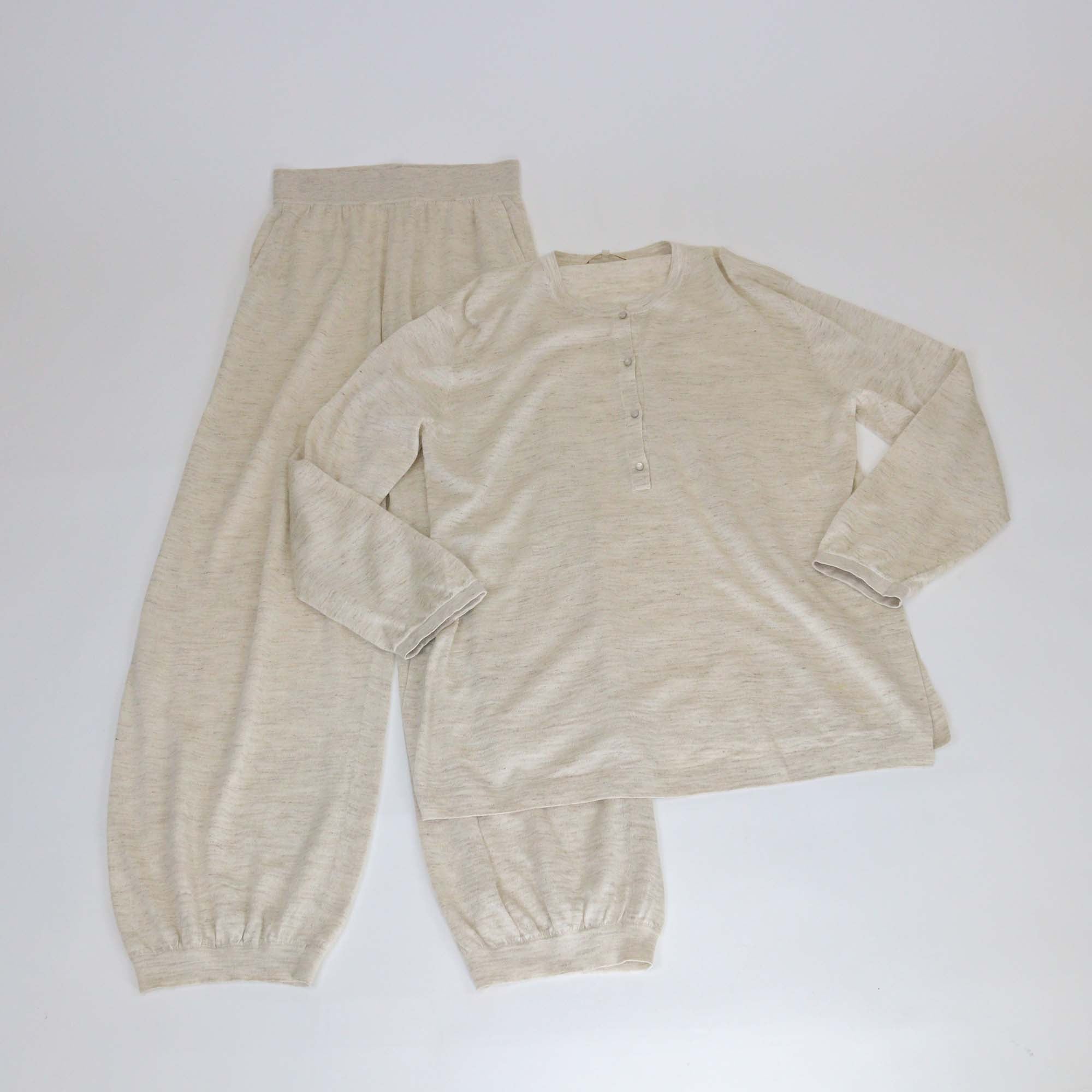 Loro Piana Demy Brown Cashmere Silk Blend Cocooning Tunic Top & Trousers Set