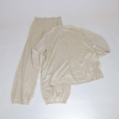 Loro Piana Demy Brown Cashmere Silk Blend Cocooning Tunic Top & Trousers Set