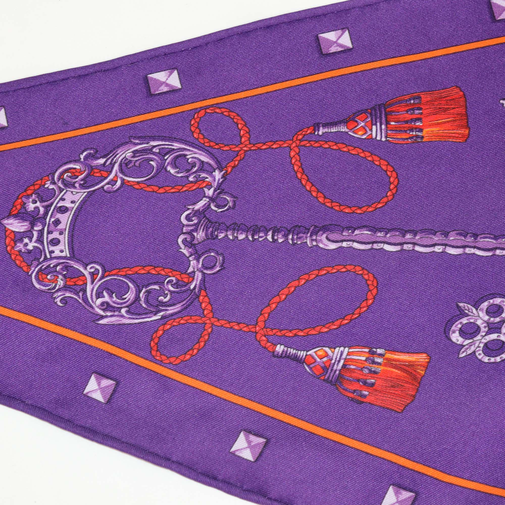 Hermes Purple Silk Les Clefs Triangle Scarf
