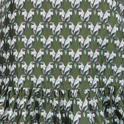 Maje Metallic Green Blend Polyester Jacquard Parrot Print Mini Dress