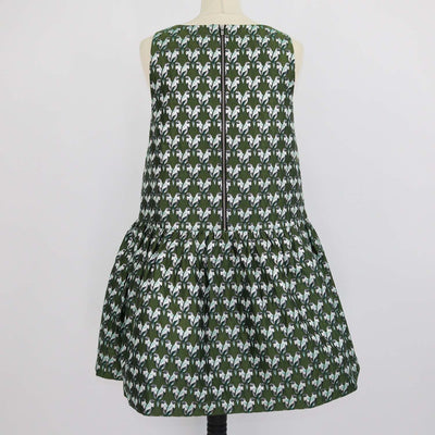 Maje Metallic Green Blend Polyester Jacquard Parrot Print Mini Dress