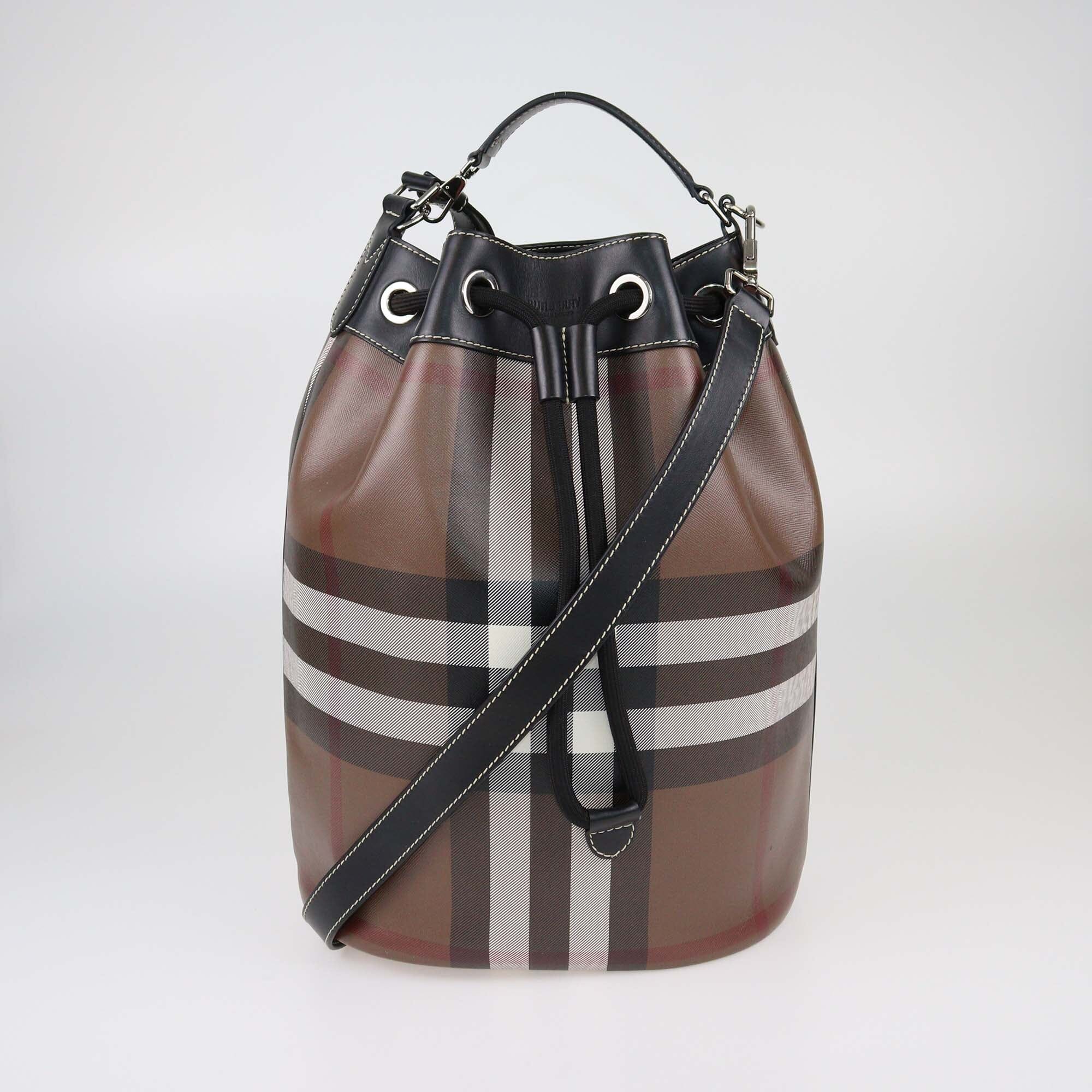 Burberry Black/Brown House Check Chesterton Bucket Bag Womens Burberry 