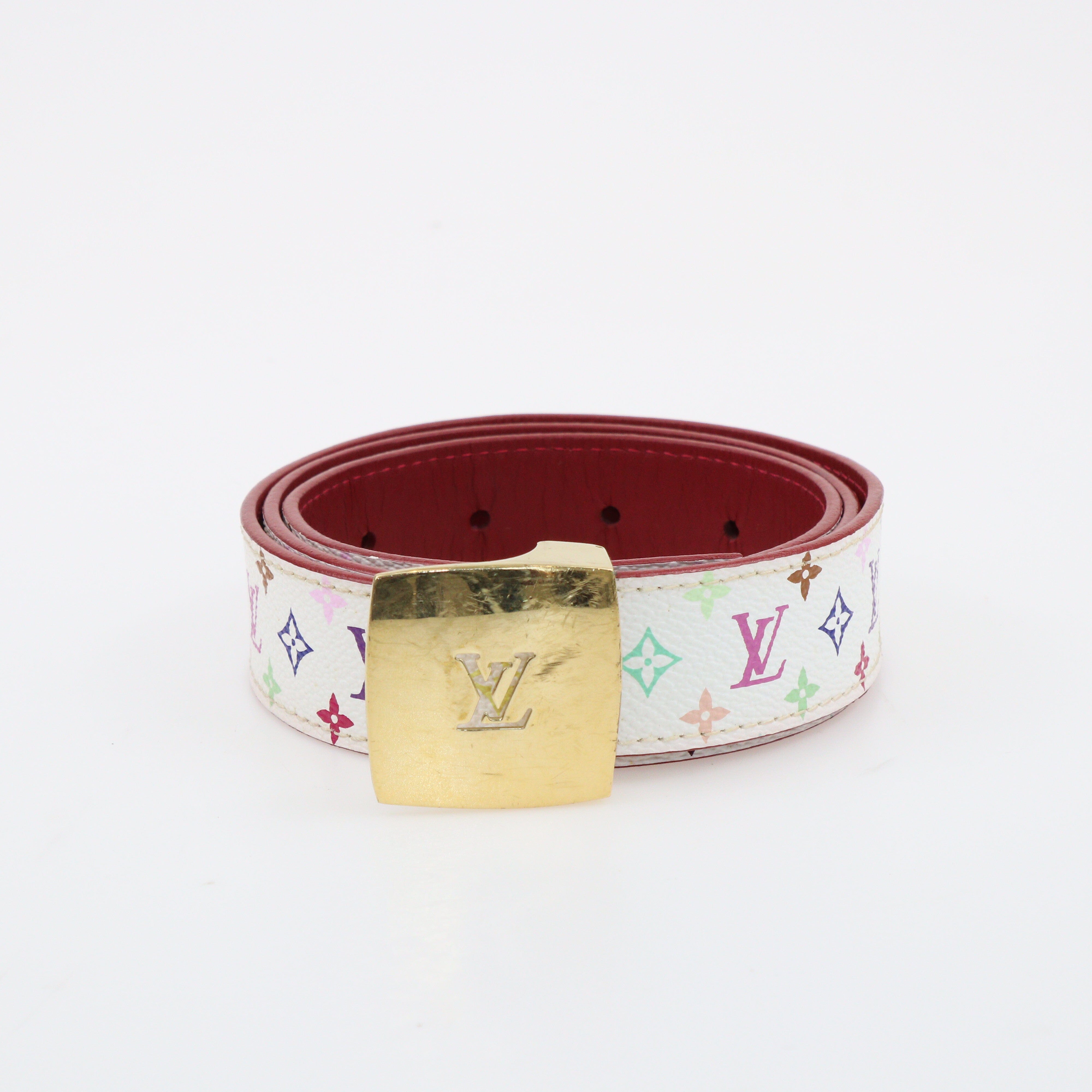 White Multicolor Monogram LV Cut Belt Accessories Louis Vuitton 