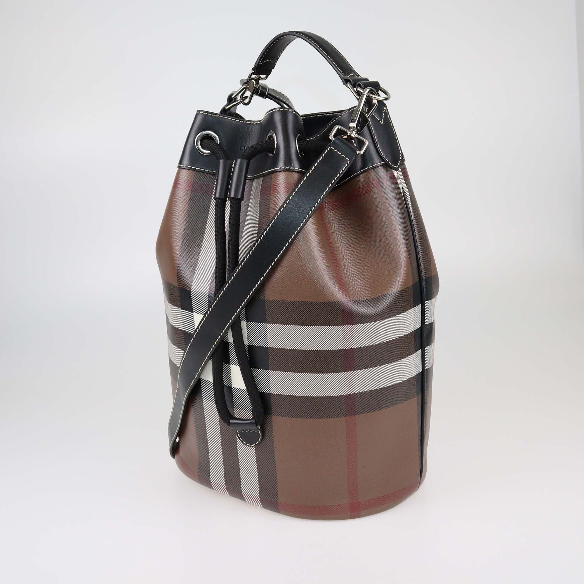 Burberry Black/Brown House Check Chesterton Bucket Bag Womens Burberry 