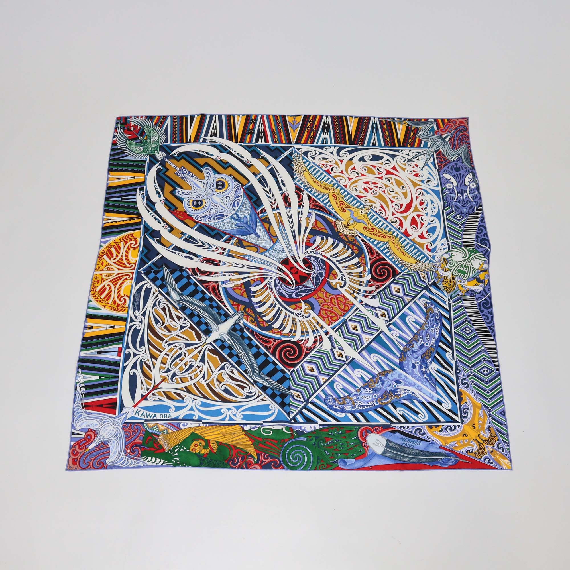 Hermes Multicolor Silk kawa Ora Scarf 90