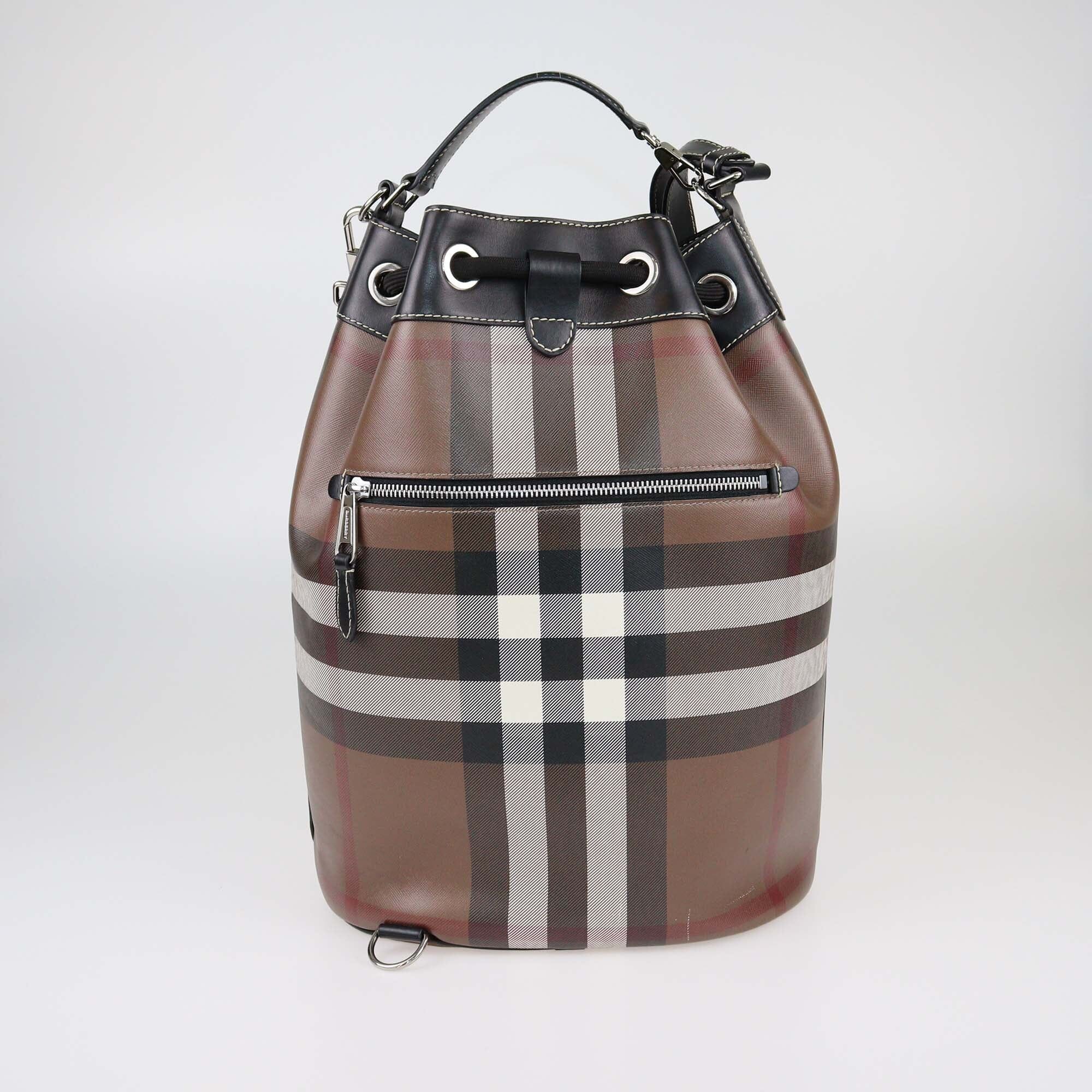 Burberry Black/Brown House Check Chesterton Bucket Bag Womens Burberry 