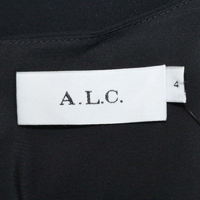 A.L.C. Black/Metallic Grey Blend Viscose Pleated Emilia Sleeveless Maxi Dress