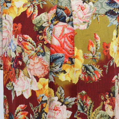 Dolce & Gabbana Multicolor Blend Silk Pixel Floral Short Sleeve Top