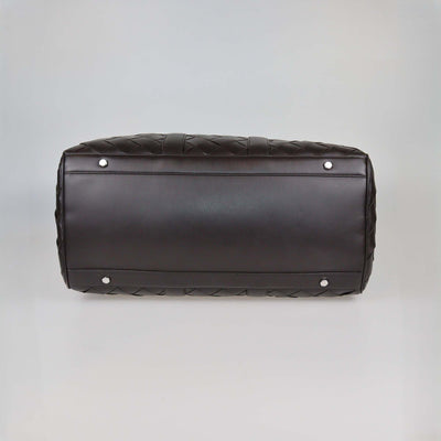 Bottega Veneta Cacao Brown Intrecciato Leather Medium Duffle Bag