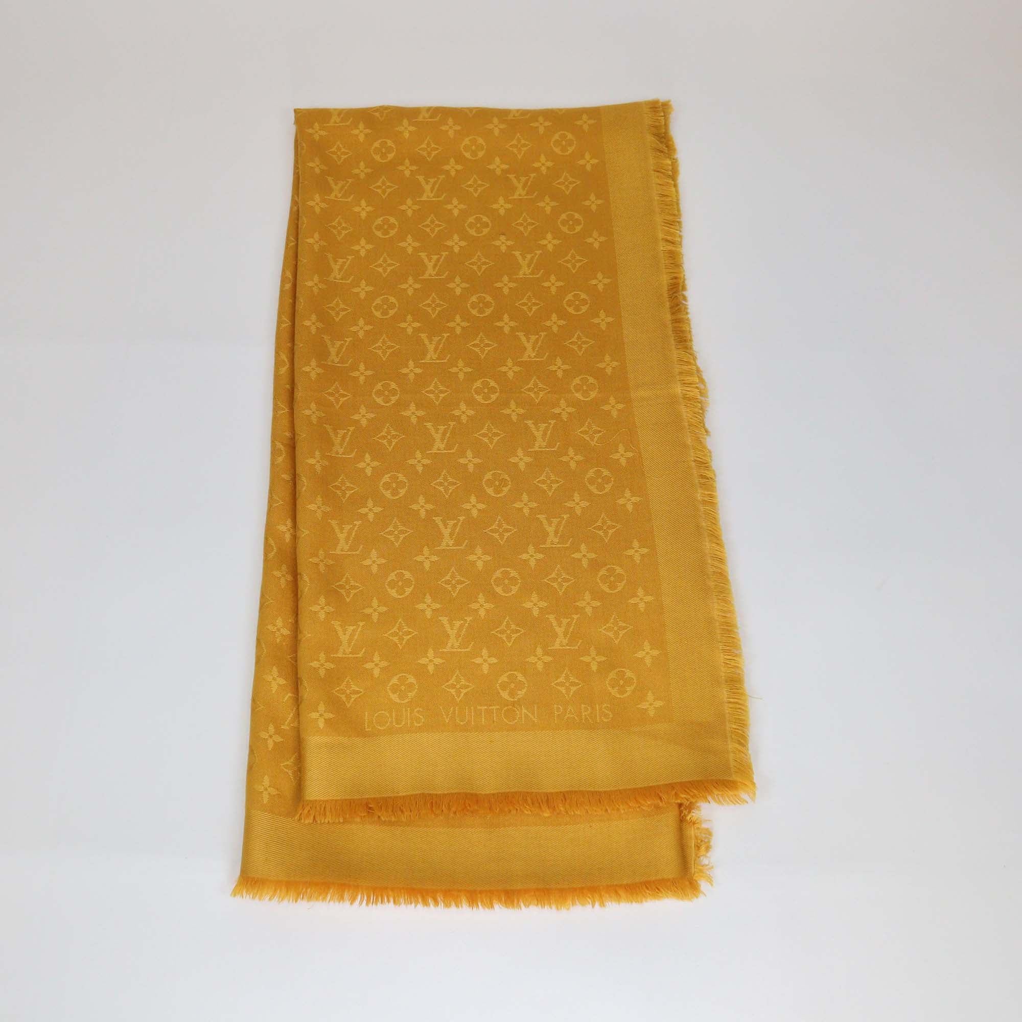 Louis Vuitton Yellow Silk and Wool Monogram Classic Shawl
